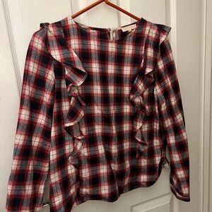 Plaid Ruffle Top - Red and Black